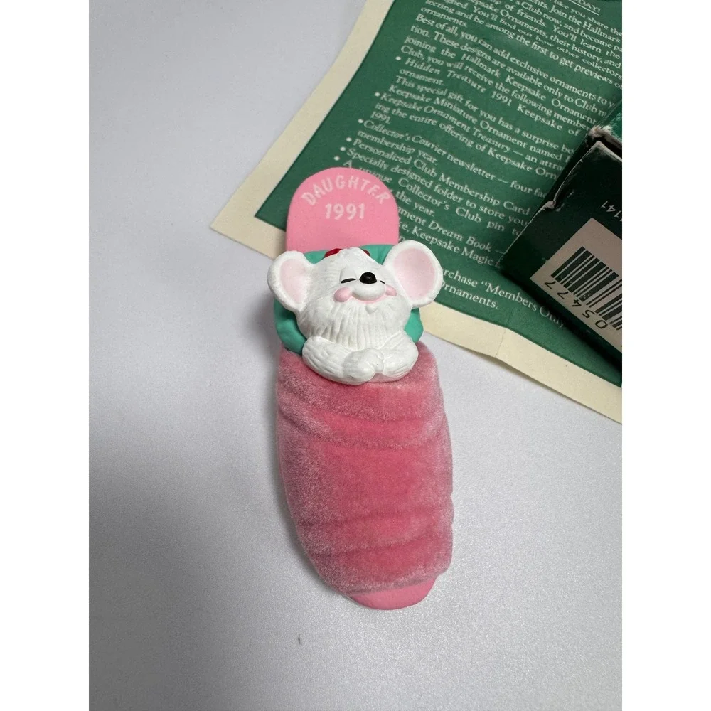 Hallmark Keepsake Ornament 1991 Daughter Mouse in Pink Slipper Vintage with Box